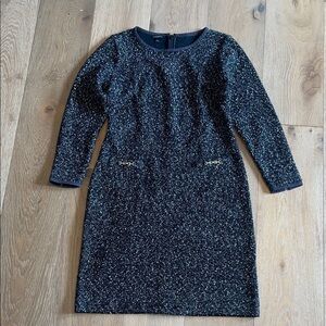 Talbots tweed shift Black and Silver Textured Dress size 4 business career